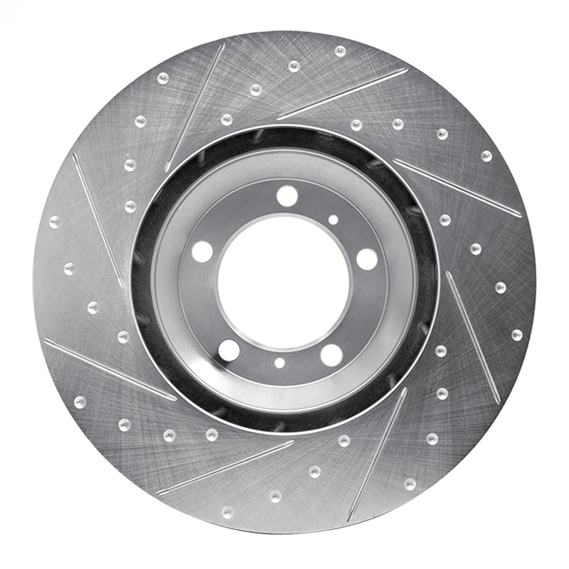 Porsche Panamera Brake Rotor (1) - Right Front - R1 Concepts - Drilled & Slotted - Silver - `17-`23